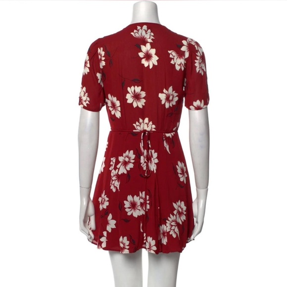 Reformation Red Wrap Print Dress - Picture 2 of 5